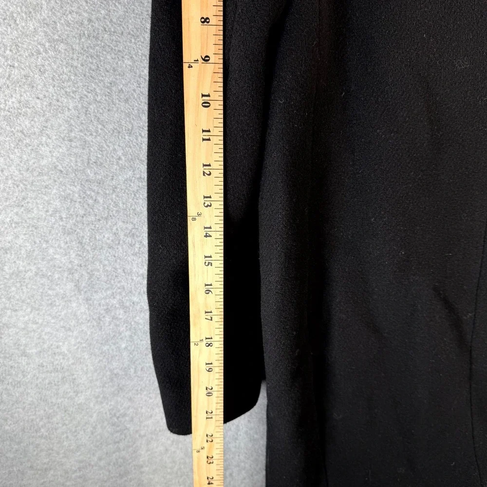 Kate Spade Women's Bow Neck Ribbon Coat Size 0 Black Wool Peacoat Front Button